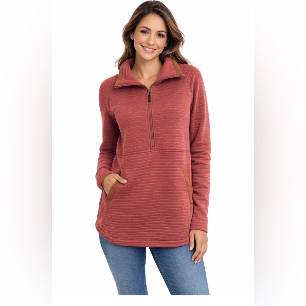 Columbia Pink Half-Zip Pullover with Kangaroo Pocket